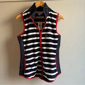 Nautica Black and White Striped Vest with Red Accents